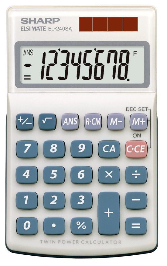 Sharp EL-240SAB Basic Solar Powered Four Function Calculator